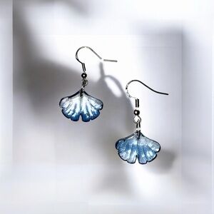 Czech fire glass beaded leaf earrings on sterling silver hooks.